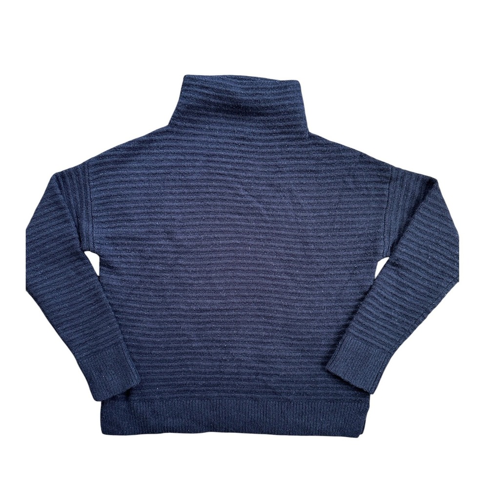 Madewell Ribbed Turtleneck Sweater Wmns S Navy Blue Merino Wool Blend Pullover